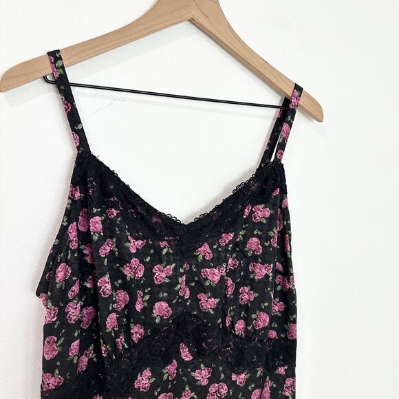 Torrid Tea Length Woven Jacquard Lace Trim Cami Dress Dark Romantic Floral 12 - Picture 3 of 8